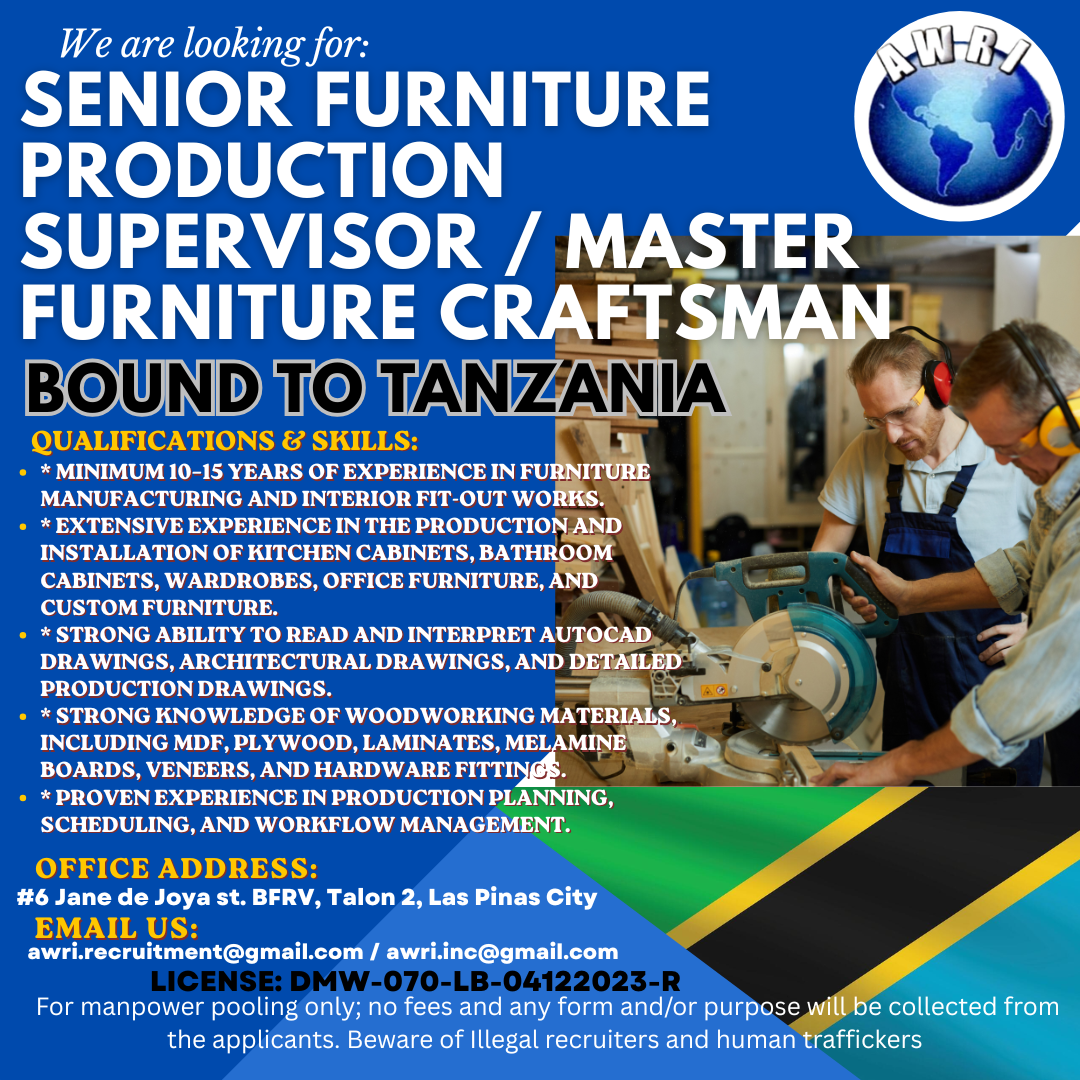 Senior Furniture Production Supervisor / Master Furniture Craftsman