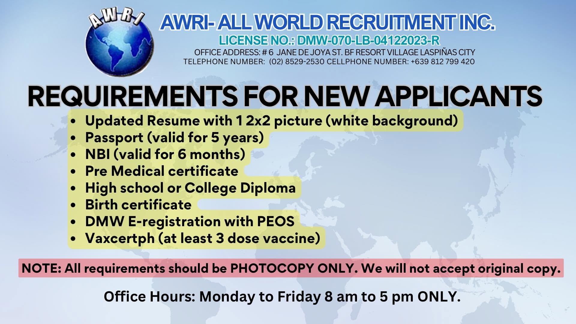 AWRI head office — #6 Jane de Joya St., BF Resort Village, Las Piñas City